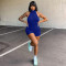 Solid color neck hanging sexy backless jumpsuit shorts