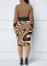 Fashionable digital printed long sleeved women's dress
