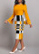 Fashionable digital printed speaker sleeve white collar women's dress