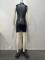 PU solid color sleeveless tight fitting hip wrap dress