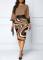 Fashionable digital printed long sleeved women's dress