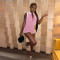 Polyester fabric zipper sleeveless straight tube jumpsuit shorts