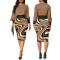 Fashionable digital printed long sleeved women's dress