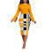 Fashionable digital printed speaker sleeve white collar women's dress