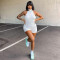 Solid color neck hanging sexy backless jumpsuit shorts