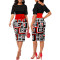 Fashionable digital printed round neck short sleeved women's dress