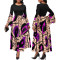 Fashionable digital printed round neck long sleeved women's dress