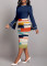 Fashionable digital printed speaker sleeve white collar women's dress