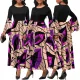Fashionable digital printed round neck long sleeved women's dress