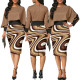 Fashionable digital printed long sleeved women's dress