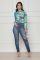 Sexy and fashionable digital printed long sleeved women's top