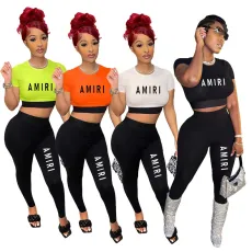 Fashion printed belly button two-piece set
