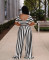 Fashion navel striped wide leg pants two-piece set