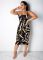 Sexy chain printed back hollow suspender dress