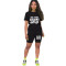 Solid color T-shirt shorts casual set  6 styles