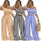 Fashion navel striped wide leg pants two-piece set