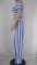 Fashion navel striped wide leg pants two-piece set