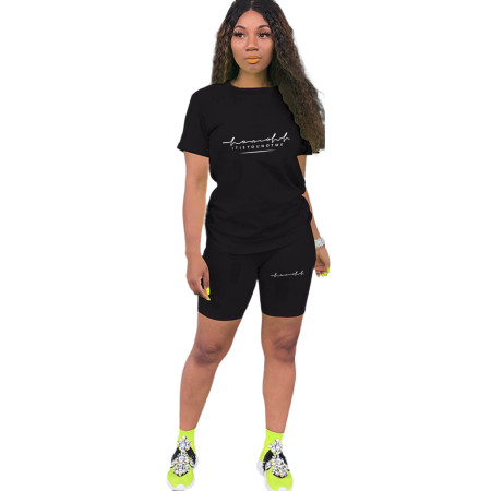 Solid color T-shirt shorts casual set  6 styles