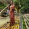 Fashionable digital printed sexy bikini swimsuit+cover up three piece set