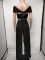 Solid color chest hugging top and wide leg pants set for women's clothing, two-piece set