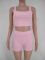 Solid color crop top shorts set, yoga workout two-piece set