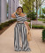 Fashion navel striped wide leg pants two-piece set