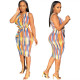 Sleeveless strap slim fit printed dress