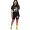 Solid color T-shirt shorts casual set  6 styles