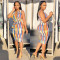 Sleeveless strap slim fit printed dress