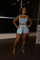 Solid color crop top shorts set, yoga workout two-piece set
