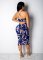 Sexy chain printed back hollow suspender dress