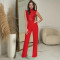 Fashion women's solid color sleeveless mesh jumpsuit new