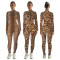 Long sleeved printed jumpsuit for European and American fashionable women's clothing