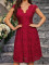 V-neck sleeveless lace slim fit solid color dress