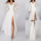 V-neck new solid color slit long sleeved elegant slim fit women's dress