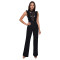 Fashion women's solid color sleeveless mesh jumpsuit new