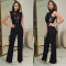 Fashion women's solid color sleeveless mesh jumpsuit new