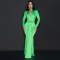 Foreign trade sexy deep V slim fit long sleeved solid color dress party evening dress long skirt