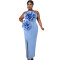 Fashion women's solid color sleeveless slit dress new