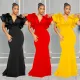 Fashion women's solid color short sleeved V-neck long dress