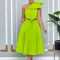 Women's Summer New Fashion Slant Shoulder Bow Banquet Dress Grand Pendant Dress