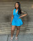 Fashionable zipper splicing, washed and worn sleeveless jumpsuit