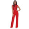 Fashion women's solid color sleeveless mesh jumpsuit new