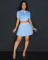 Fashion round neck short sleeved pleated two-piece set for women, knitted and printed design for women