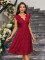 V-neck sleeveless lace slim fit solid color dress