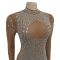 Fashion women's round neck rhinestone hot stamping dress long skirt new