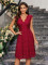 V-neck sleeveless lace slim fit solid color dress