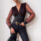 New V-neck slim fit fashionable heart-shaped mesh sexy top base shirt