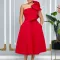 Women's Summer New Fashion Slant Shoulder Bow Banquet Dress Grand Pendant Dress