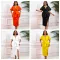 Sexy V-neck ruffle edge slit nail bead evening dress, socialite temperament banquet dress   5 COLORS